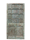 Rustic Farmhouse Barn Door Vintage Carved Blue Accent Hinged Door