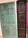 Rustic Farmhouse Barn Door Vintage Carved Blue Accent Hinged Door
