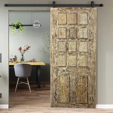  Vintage White Door Sliding Barndoor Sunburst Carved Accent Door 81