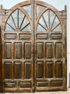 HUGE Antique Indian door, OM Carved Door, Brass Cladded Teak Doors 118x92