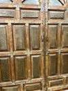 HUGE Antique Indian door, OM Carved Door, Brass Cladded Teak Doors 118x92