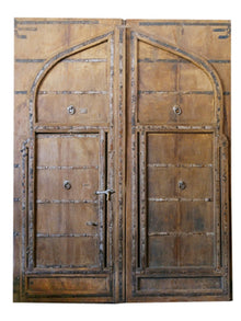  Antique India Fortress Doors, Arched Bleached Teak Doors, Headboard, 115x90