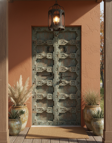  Antique Hand Carved Door Blue Rustic Farmhouse Teak Barn Door