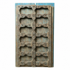 Antique Rustic Double Door | Raised Block Carving | Distressed Blue Barn Door with Vintage Patina 84