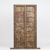 Rustic Iron-Strapped Double Door | Antique Farmhouse Garden Gate with Original Chain Latch 84