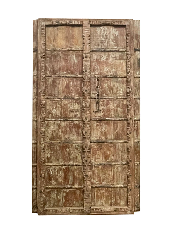 Antique Indian Door Teak Carved Door Shutters 84x44