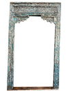 Antique Indian Arch Distressed Carved Columns Teak Architectural Doorway, 99