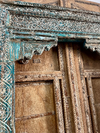 Antique Indian Arch Distressed Carved Columns Teak Architectural Doorway, 99