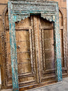 Antique Arch Distressed Carved Columns Teak Architectural Doorway 