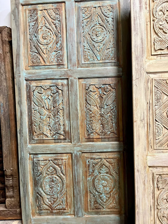 Vintage Carved Door Carved Rustic Sliding Barn Door 96x48