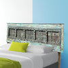 Antique Blue Door Headboard Hand Carved Door King Headboard