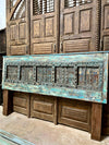 Antique Door King Headboard – Distressed Blue Wood Rustic Farmhouse Statement Piece