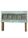 Antique Door King Headboard – Distressed Blue Wood Rustic Farmhouse Statement Piece