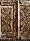 Brass Studs Carved Sideboard, Gold Accent Credenza, 3-Door Statement Cabinet, 48x36