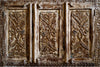 Brass Studs Carved Sideboard, Gold Accent Credenza, 3-Door Statement Cabinet, 48x36