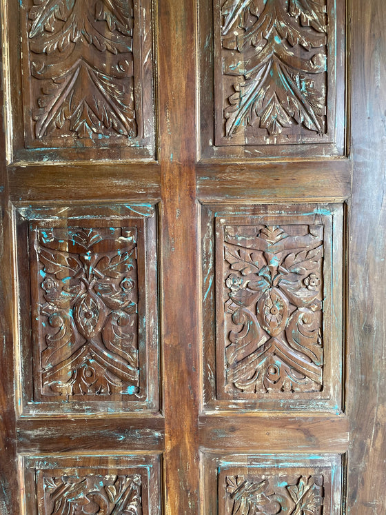 Rustic Carved Wood Door Six Panel Country Farmhouse Barn Door 84x36