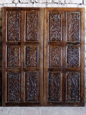 India Floral Carved Sliding Barn Door, Custom Doors, Bold Accents Interior Door, 84x36
