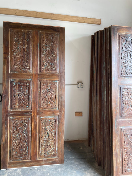 Rustic Carved Wood Door Six Panel Country Farmhouse Barn Door 84x36