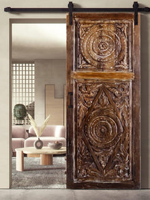  Indian Carved Sliding door, Bedroom Barn Doors, Harmony Collection, Interior Doors, 84x36