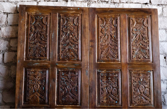 Vintage Barn Door, Shabby Chic Floral Carved Sliding Doors, Interior Door, 84x36