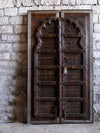Antique Indian Door, Dark Teak Wood Garden Doors, Architectural Design 80x34