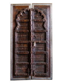  Antique Black Arched Door from India, Rustic Barn Doors, Architectural Design, 84x48