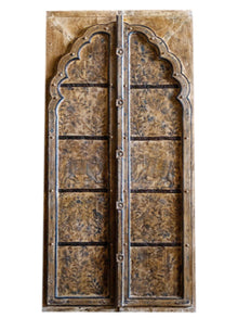  Antique India Rajput Doors, Painted Elephants Barn Doors, 84x36