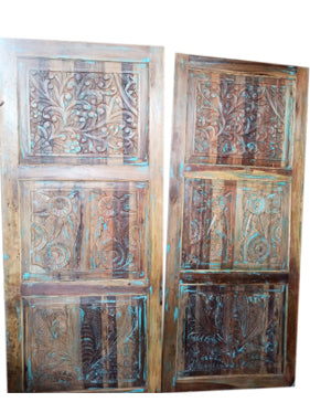 Nature Carved Doors, Blue Hues BarnDoor, Boho Doors, Sliding Door 84