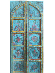  Indo Portuguese Style Doors, Pointed Arch, Artistic Blue Doors, Castle Doors, Barn Doors, 96