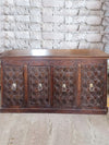 Rustic Carved Doors Credenza, Reclaimed Old Doors