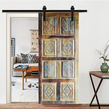  Vintage Handcarved Barn Door Rustic Blue Hues Farmhouse Style Door 7x3