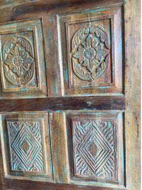 Vintage Style Barn Door, Rustic Hues Sliding Barndoor, Floral Carved Door, 7x3