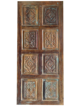 Sliding Barn Door, Carved Blue Hues Door, Reclaimed Wood, Pantry Door, Indian Barndoor 84