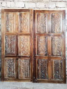  Vintage Carved Door Panel, Reclaimed wood Floral Carved Barn Door