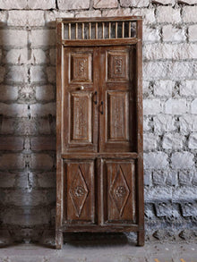 Antique Indian Carved Teak Door, Whitewash