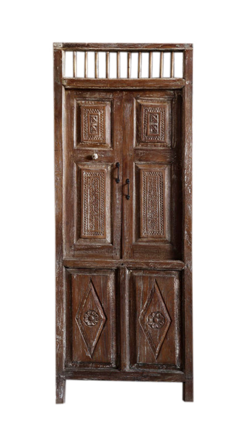 Antique Carved Door Indian Teak Wood Wall Decor Garden Door 84x31