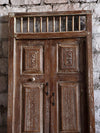 Antique Indian Carved Teak Wood Door, Whitewash, Original Vintage Jaipur Doors 84x31