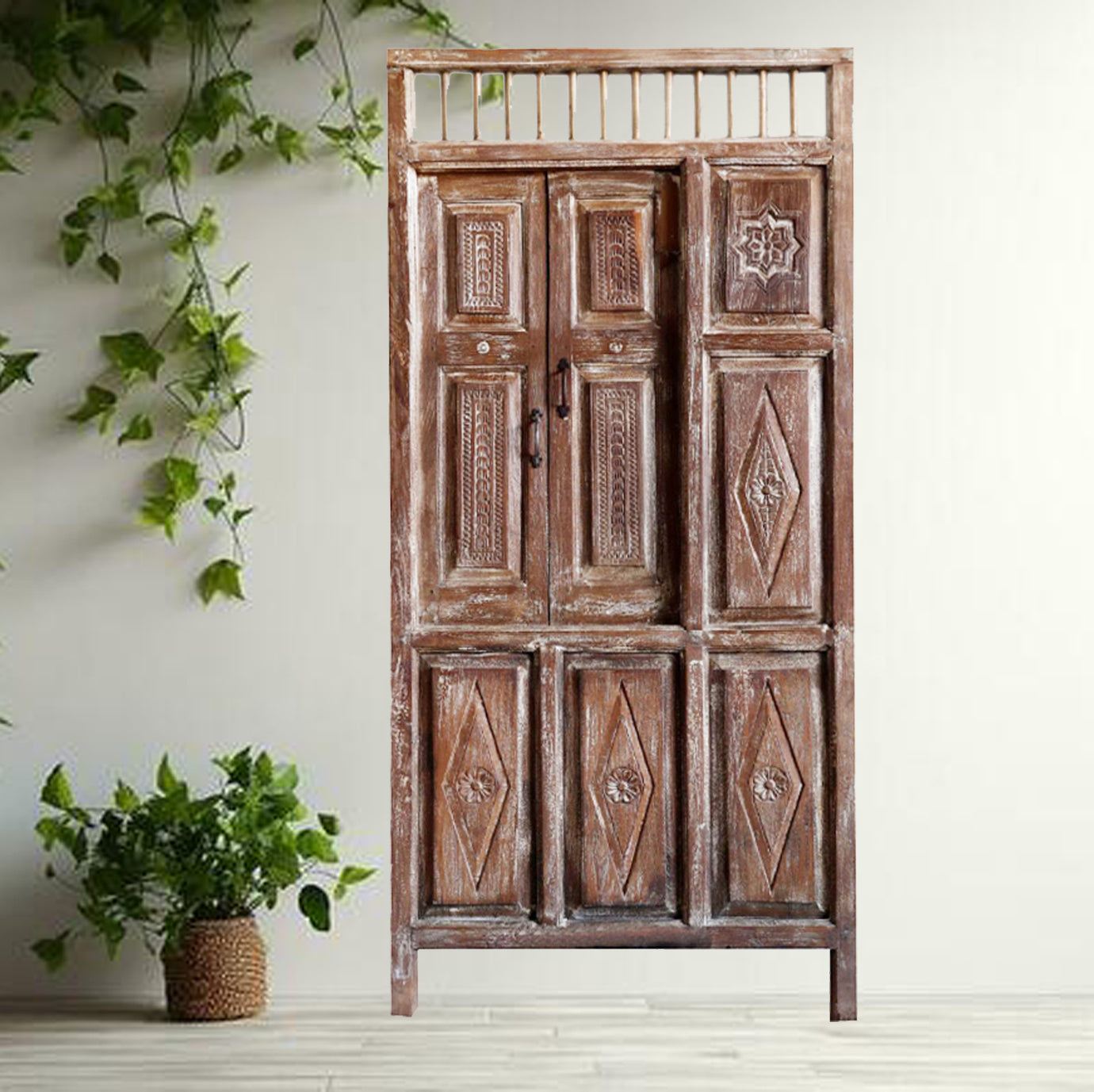 Antique Doors Reclaimed Wood Garden Door Carved Statement Door 84X39