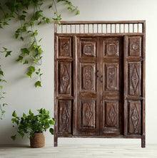  Carved Statement Door Whitewash Rustic Teak Door Vintage Indian Door 84X59