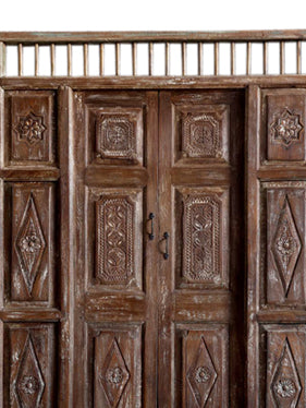 Whitewash Carved Statement Door, Rustic Teak Door, Vintage Indian door