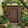 Antique Carved Door Rustic Teak Wood Handcarved Garden Gates