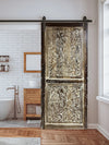 Vintage Carved Gulmohar Door, Reclaimed Wood,, Whitewash Rustic Barn Door 80x30