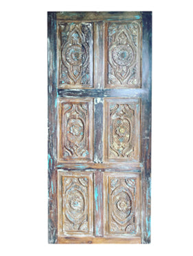 Vintage Pantry Door Hand Carved Wooden Door Rustic Barndoor 84x36