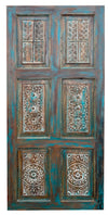 Hand Carved Barn Door Rustic Blue Farmhouse Interior Door 80x36