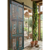 Artisans Carved Wood Barn Door Vintage Blue Closet Door Statement Door 
