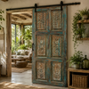 Vintage Blue Hand-Carved Barn Door – Artisan Wooden Statement Door 80x36