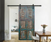 Hand Carved Barn Door Rustic Blue Farmhouse Interior Door 80x36