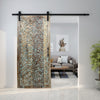 Tree of Life Sliding Barn Door, Dusty Blue Vintage Artistic Barndoors, Old World Wall Art 80