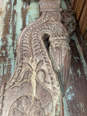 Antique India Architectural Corbels Bracket, Rustic Unique Birds, Carved Wood Wall Accents