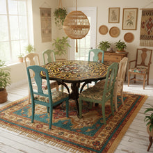  Antique Table Inlaid Stone Black Marble Round Kitchen Table Hall Coffee Table